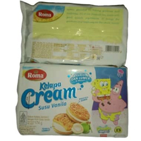 Roma Biskuit Cream Cokelat 186gr, Roma Biskuit Cream Vanila 186gr, Roma Biskuit Cream Durian 186gr R