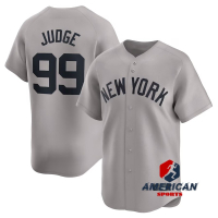 Jersi besbol bersulam berkualiti tinggi biru laut Aaron Judge MLB New York Yankees untuk lelaki.