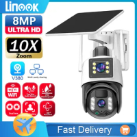 Linook V380 PRO 4K 8MP Wireless CCTV Camera WIFI, Solar CCTV Camera Outdoor, IP Security Monitoring Camera