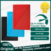Original Western Digital External HDD USB 3.2 Gen 1 Hard Disk Mobile Storage Drive WD My Passport 1TB 2TB 4TB 5TB for PC/Mac