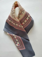 Vintage Totes women's rain scarf, pink & gray, 1979, 26" square