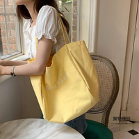 大容量手提布包帆布包女側背包文藝慵懶風簡約百搭字母印花【聚物優品】