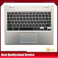 YUEBEISHENG 95%New/org For Samsung chromebook XE510C24 XE513C24 Palmrest US Keyboard upper cover Touchpad,Silver