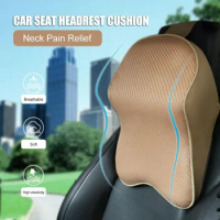Car Seat Neck Pillow Headrest Pad Memory Foam Pillow Head Neck Rest Travel Support Breathable Interior Accessories