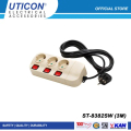 Uticon ST-8382 SW Stop Kontak 3 Lubang Kabel 3 Meter Cream SNI Internasional