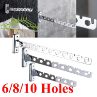 6/8/10 Holes Steel Clothes Hanger Wall Mounted Rack Coat Drying HooK Space Saver