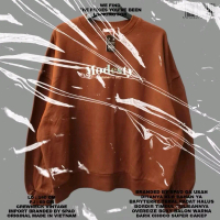 SPAO ORIGINAL SWEATER CREWNECK DARK BROWN UNISEX PRIA WANITA OVERSIZE BALON BAHAN BABYTERRY IMPORT