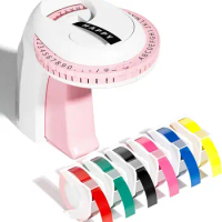 Label Maker for Jars 3D Handheld Sticker Embossed Labeller with 6 Tapes Protable Embossing Label Printer for Home DIY Crafting