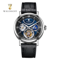 【WALDHOFF 沃德弗】MW-05-BM 寰球天空藍陀飛輪 Ultramatic Diamond Silver Azure 42.5mm 手動上鍊錶