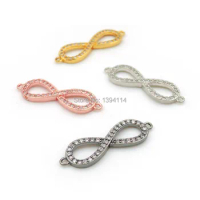 28*9*2mm Micro Pave Clear CZ Infinity Symbol Connector Fit For Women As DIY Bracelets Accessory