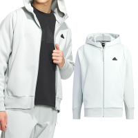 Adidas M Z.N.E FL JKT 男 白灰色 運動 保暖 長袖 連帽 外套 IQ1378