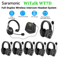Saramonic Witalk WT7D Full Duplex Communication Wireless Headset System Marine Boat Duplex Intercom Headsets Coaches Microphone