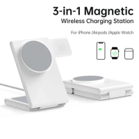 3 in 1 Foldable Wireless Charger Fast Charging Station for iPhone 14 13 Holder Magnetic Charger Stand Dock for Apple Watch S8/7