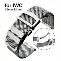 20mm 22mm High Quality Stainless Steel Watch Strap for IWC Pilot Band Mesh Metal Bracelet for Portofino Watchband Folding Buckle