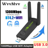 1300Mbps USB Wireless WiFi Adapter Dual Band 2.4GHz+5GHz WIFI USB Adapter Network Card 802.11ac With Antenna For Desktop Laptop