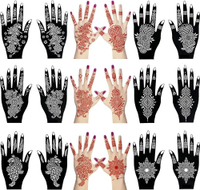 12 Sheets Henna Tattoo Stencil Kit for Hands Indian Arabian Temporary Tattoo Template Self Adhesive