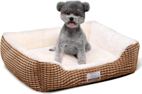 Small Dog & Cat Bed - Extra Soft Washable Non-Skid Calming for Puppy & Kitten Grey 20 inches