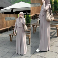 PROMO BAJU WANITA Gamis Mecca Abaya Set Kerudung Gamis Syar'i Terbaru Bahan Jersey Premium Abaya Um