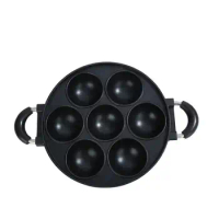 Hole Cooking Cake Pan Cast Iron Omelette Pan Non-Stick Cooking Pot Breakfast Egg Cooker Cake Mold Kitchen Cookware