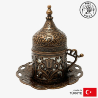 【SOLO 歐洲家居】鄂圖曼式紅銅色有蓋土耳其咖啡杯盤組 70ml