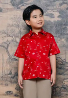 MANZONE - Kemeja Lengan Pendek Anak Pria Feima Junior - Red Red 2XL