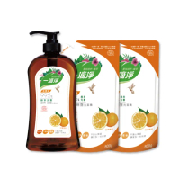 【一滴淨】蘆薈多酚洗碗精1000ml瓶X1+ 800ml補包X2(檸檬精油/柑橘精油)