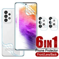 6IN1 Gel Film For Samsung Galaxy A73 A72 A52 A52S A33 A32 A22 A03S A02S Front Screen+Back Cover Hydrogel+Camera Lens Glass A 73