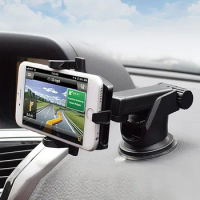 Car Phone Holder Rotate All Directions Convenient Mobile Phone Telescopic Holder Sturdy Load-Bearing Fixed Holder Black