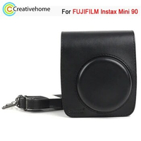 For FUJIFILM Instax Mini 90 Camera Bag PU Leather Protective Case with Adjustable Shoulder Strap