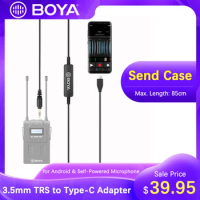 BOYA 3.5mm TRS to Type-C Adapter Cable for Huawei OPPO VIVO Xiaomi Android Smartphone Connect Self-powered Camera Microphone