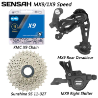 SENSAH MX9 1X9 Speed Groupset Trigger Shifter Lever Rear Derailleur 11-32T/36T/40T Cassette KMC X10 Chain Bicycle Parts