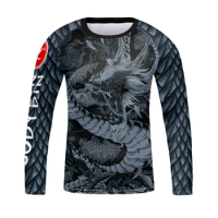 Cody Lundin Bjj Rashguard Long Sleeve Child Muay Thai Tshirt Dragon Print Boys Exercise Uniform Sunscreen Compression Shirt Kid
