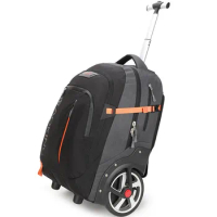 Business Trolley Backpack 2 Big Wheels Computer Bag Student Schoolbag Laptop Tablet Storage Case Travel Handbag Shoulder Luggage