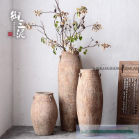 復古侘寂粗陶地中海法式東南亞風花瓶陶罐擺件大型花器花盆裝飾品