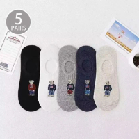 5 Pairs of High-Quality Comfortable Soft Skateboard Socks Novel Breathable Gentleman Cartoon Bear Gift Male Socks