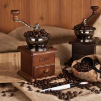 咖啡磨豆機 咖啡研磨器 磨粉機 復古經典手搖實木磨豆機 陶瓷芯咖啡豆研磨機 磨粉機咖啡機迷你