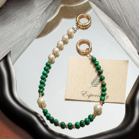 Mobile phone hung rope short mobile phone chain string pearl wristband green Pearl mobile phone shel