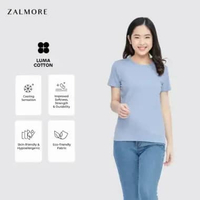 Zalmore Women Oneck T-Shirt Basic Premium LUMA Cotton - Kaos Wanita Lembut Ringan Sejuk Anti Nerawan