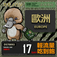 【鴨嘴獸 旅遊網卡】Travel Sim 歐洲17天上網卡 歐洲上網卡(輕量型上網 歐洲網卡 吃到飽網卡)