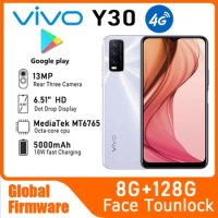 Vivo Y30 4G Cell Phone 6.51" IPS 1600X720 8GB RAM 128GB ROM Fingerprint Snapdragon 460 Android 10DHL Fast Delivery