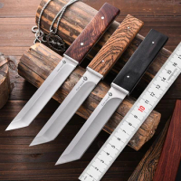 Wooden handle Samurai small Straight knife beautifully hidden Blade Li Fruit knife Bread slice hunting knife Handmade knife