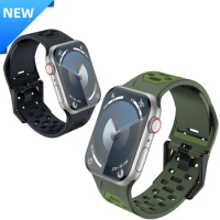For Apple Watch Strap Ultra2 49mm45mm 44mm42mm New Hot Selling Two Tone Hollow Square Buckle Sports Silicone Band Series 98765SE