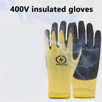 1 Pair 400v Insulating Gloves Anti-electricity Security Protection Gloves Rubber Electrician Work Gloves Protective Tool