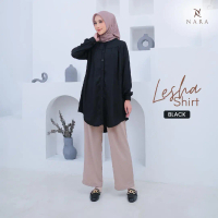 Atasan wanita lesha shirt by Nara ( Tunik ) Kancing Manset Muslim Panjang