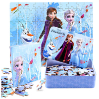 【TDL】冰雪奇緣鐵盒拼圖玩具組木質拼圖100片 639538/636049(平輸品)