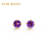 POH KONG 750/18K Yellow Gold Amethyst Earstuds