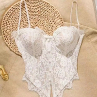 Áo ba lỗ Trong suốt Áo lót ren Dáng ôm Không tay Áo crop top Xương cá Áo corset ren Du lịch