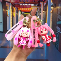 New Lovely Kawaii Hatsune Miku Anime Figure Keychain Pendant KeyBuckle Hatsune Miku Anime Figure Models Keychain Gifts Kids Toys