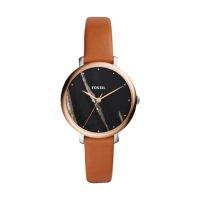 【FOSSIL】大理石紋指針女錶 皮革錶帶 黑色大理石紋 防水(ES4378)