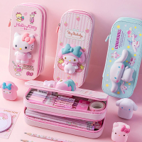 SANRIO 三麗鷗 正版授權大容量雙層紓壓立體鉛筆盒筆袋鉛筆盒(凱蒂貓/美樂蒂/庫洛米/大耳狗/帕洽狗)
